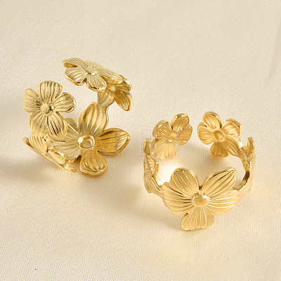 304 Stainless Steel Cuff Open Rings for Women KF1172-2-1