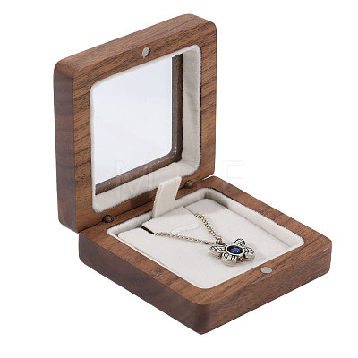 Wood Badge Storage Boxes with Visible Window and Magnetic Lid CON-WH0107-101A-1