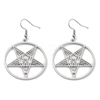 304 Stainless Steel Ring with Star Dangle Earrings for Women EJEW-R156-03P-1