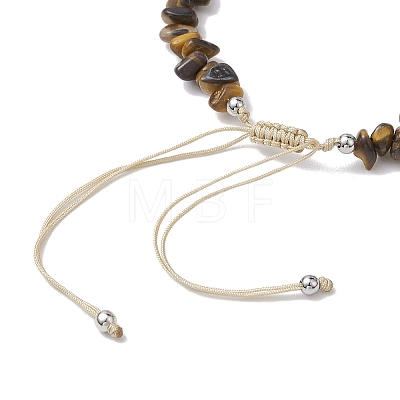 Natural Tiger Eye Chip Nylon Braided Beaded Bracelet Making AJEW-JB01296-03-1