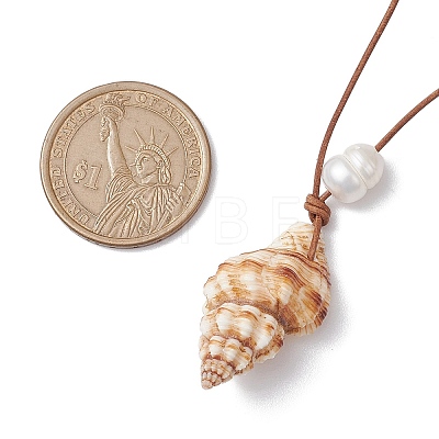 Summer Beach Natural Cultured Freshwater Pearl & Natural Shell Pendant Necklaces NJEW-JN05100-04-1