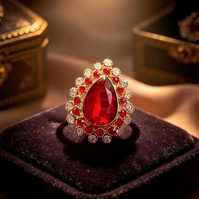 Zinc Alloy Glass Finger Rings UG8757-2-1