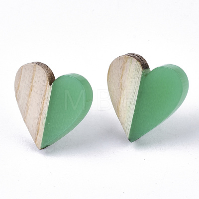 Transparent Resin & Wood Stud Earrings EJEW-N017-002A-D02-1