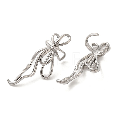 304 Stainless Steel Bowknot Cuff Earrings EJEW-C113-02P-1