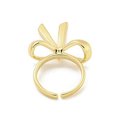 Rack Plated Brass Bowknot Open Cuff Ring for Women RJEW-Z039-16G-1