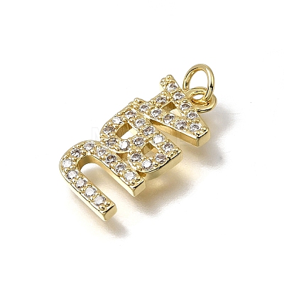 Brass Micro Pave Clear Cubic Zirconia Pendants KK-C262-48G-1