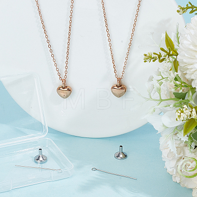 2Pcs 304 Stainless Steel Heart Urn Ashes Necklaces NJEW-CN0001-27-1