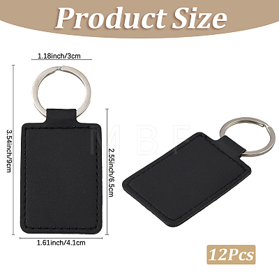 CutHollow 12Pcs Rectangle Imitation Leather Pendant Keychain KEYC-CL0001-11A-1