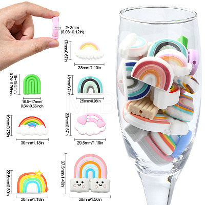 20Pcs 20 Styles Rainbow Food Grade Eco-Friendly Silicone Focal Beads SIL-CJ0001-78-1
