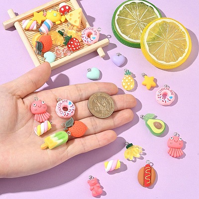 40Pcs Opaque Resin Pendants RESI-YW0005-82-1