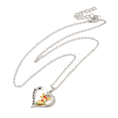 Heart with Word Best Wishes Zinc Alloy Pendant Necklaces for Christmas NJEW-M203-02B-GP-1