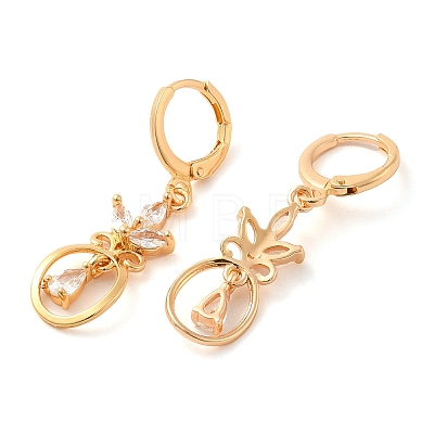 Rack Plating Golden Brass Dangle Leverback Earrings EJEW-B037-22G-1