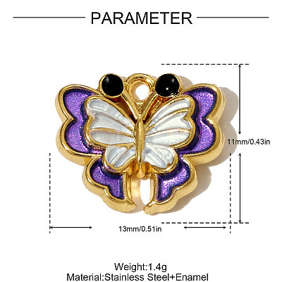 304 Stainless Steel Enamel Pendants STAS-OY005-37G-1