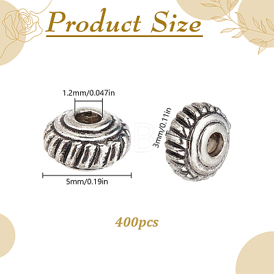 400Pcs Tibetan Style Alloy Spacer Beads TIBEB-HY0001-20-1