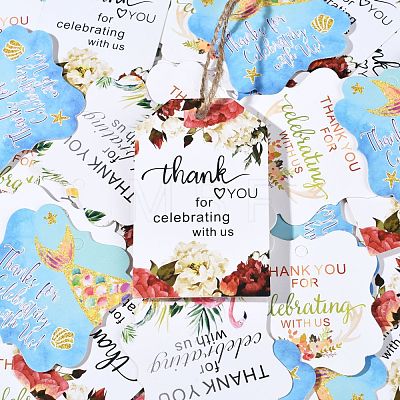 4 Sets 4 Styles Floral Pattern Paper Gift Tags CDIS-SZ0001-12-1