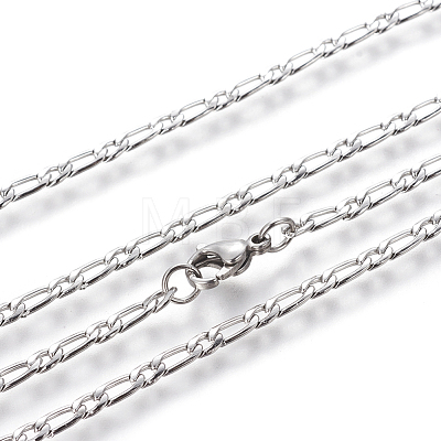 304 Stainless Steel Figaro Chain Necklaces NJEW-E143-04P-1
