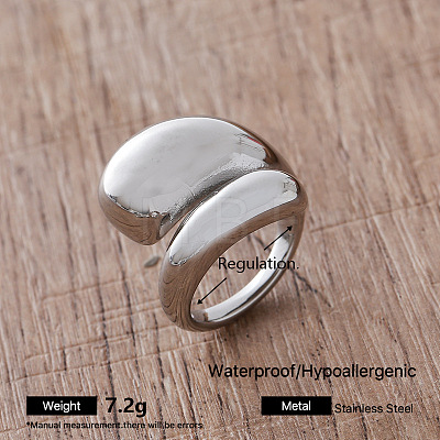 Irregular 304 Stainless Steel Cuff Open Rings for Women AJ8758-6-1