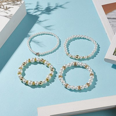 Glass Imitation Pearl Bead Stretch Bracelets BJEW-JB09211-1