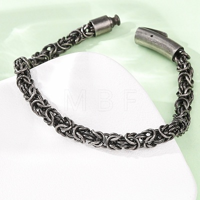 304 Stainless Steel Byzantine Chains Bracelets for Women Men BJEW-C148-05AS-02-1