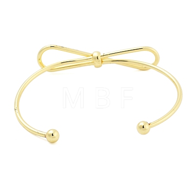 Brass Bowknot Cuff Bangles for Women BJEW-Z072-03G-05-1