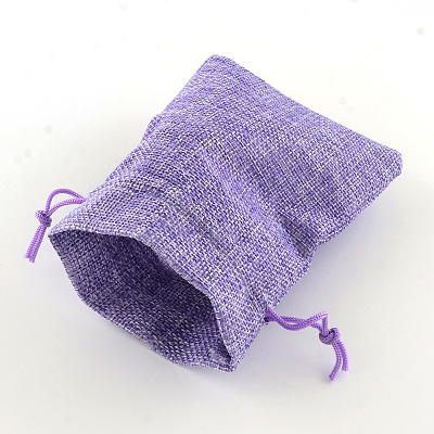 Polyester Imitation Burlap Packing Pouches Drawstring Bags X-ABAG-R004-14x10cm-08-1