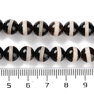 Natural Tibetan Striped Pattern dZi Agate Beads Strands G-B084-A04-02-1