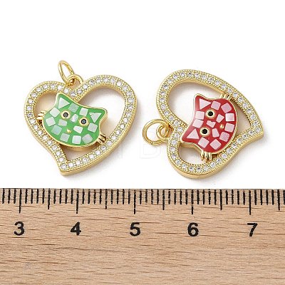 Valentine's Day Brass Micro Pave Clear Cubic Zirconia Pendants KK-C045-16G-1