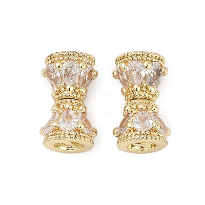 Brass Micro Pave Clear Cubic Zirconia Screw Clasps KK-H202-02A-G-1