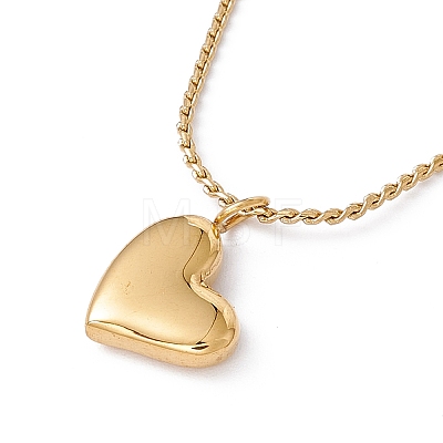 Heart Pendant Necklace with Twist Rope Chains NJEW-G074-45G-1