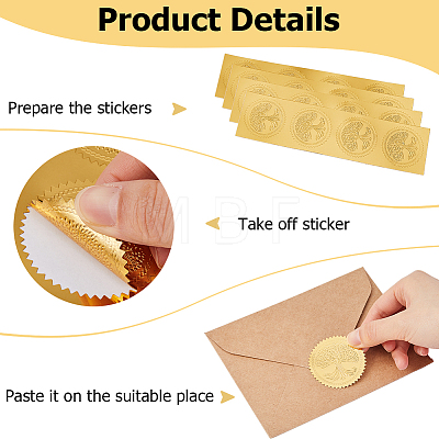 CRASPIRE 30 Sheets 3 Styles Self Adhesive Gold Foil Embossed Stickers DIY-CP0010-50-1