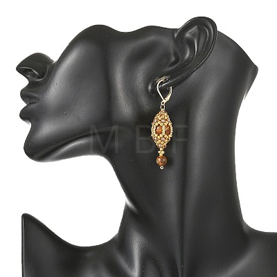 Gemstone Leveback Earrings for Women EJEW-MZ00785-1