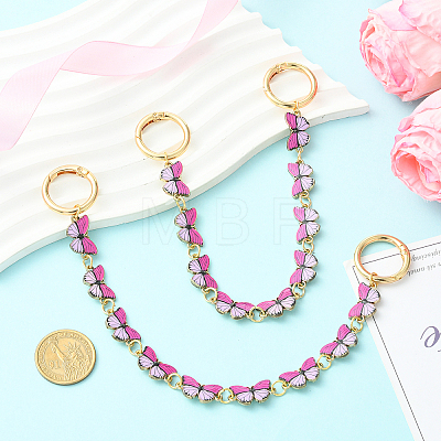 2Pcs Alloy Enamel Butterfly Boot Strap Chains HJEW-SW00418-1