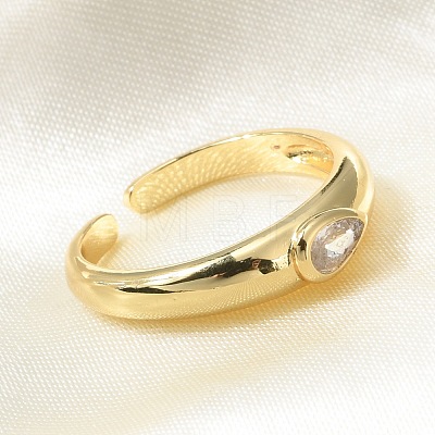Teardrop Cubic Zirconia Solitaire Ring for Her RJEW-C017-10G-RS-1
