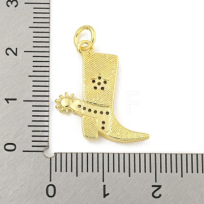 Cowboy Boots Rack Plating Brass Micro Pave Clear Cubic Zirconia Pendants KK-Z053-05G-1