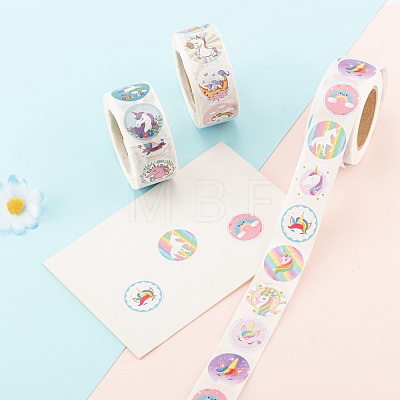 6 Rolls 3 Style Flat Round Horse Pattern Tag Stickers DIY-LS0003-53-1