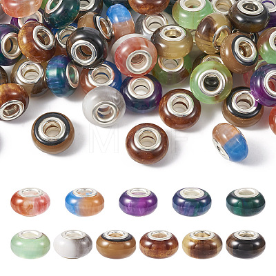 66Pcs 11 Colors Rondelle Resin European Beads RPDL-TA0001-01-1