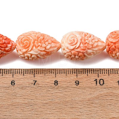 Synthetic Coral Dyed Carved Beads Strands SH-CBAE713-01A-1