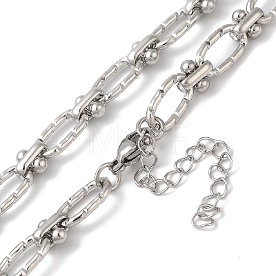 Non-Tarnish 304 Stainless Steel Oval Links Necklace for Women NJEW-B107-07P-02-1