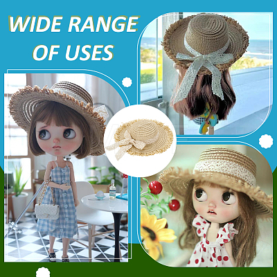 Straw Hat for Dolls DOLL-WH0002-42A-1