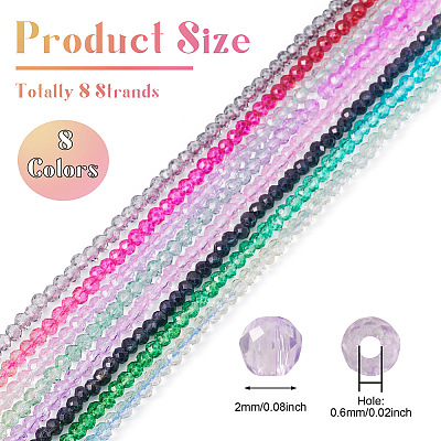 5 strands 5 colors Transparent Glass Beads Strands GLAA-TA0001-25-1