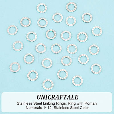 Unicraftale 30Pcs 304 Stainless Steel Linking Rings STAS-UN0046-57-1