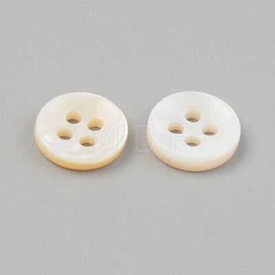 Natural 4-Hole Freshwater Shell Buttons BUTT-T011-01B-1