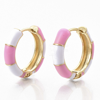 Brass Huggie Hoop Earrings EJEW-S209-08-1