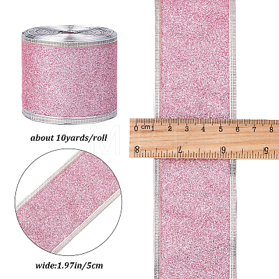 Sparkle Wired Edge Polyester Ribbon OCOR-WH0071-026C-1