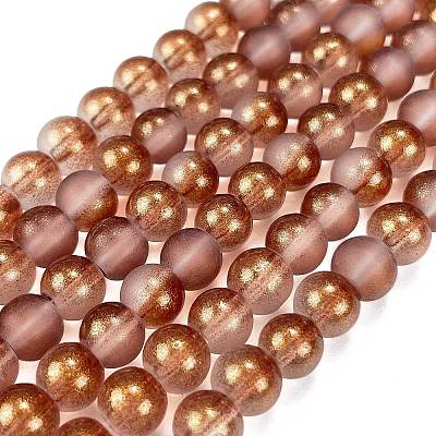 Frosted Transparent Glass Bead Strands GLAA-P065-6mm-13-1