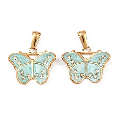 304 Stainless Steel Rhinestone Pendants STAS-P438-08G-1