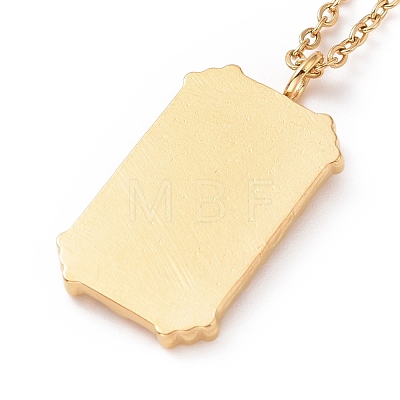 Ion Plating(IP) 304 Stainless Steel Rectangle with Sun Pendant Necklace for Women NJEW-E014-12G-1