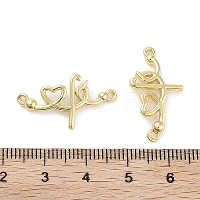 Rack Plating Brass Heart Connector Charms KK-Z064-30G-1