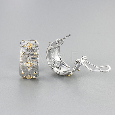 Brass Clear Cubic Zirconia Hoop Earrings WGCB859-02-1