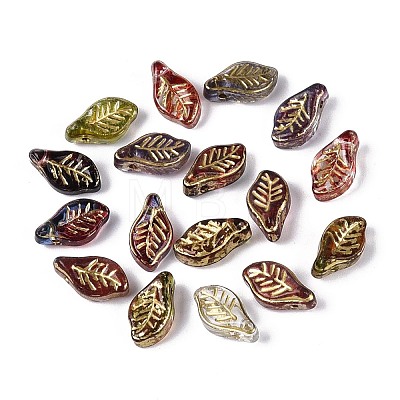 Picasso Baking Paint and Golden Metal Enlaced Glass Beads DGLA-T004-50M-1
